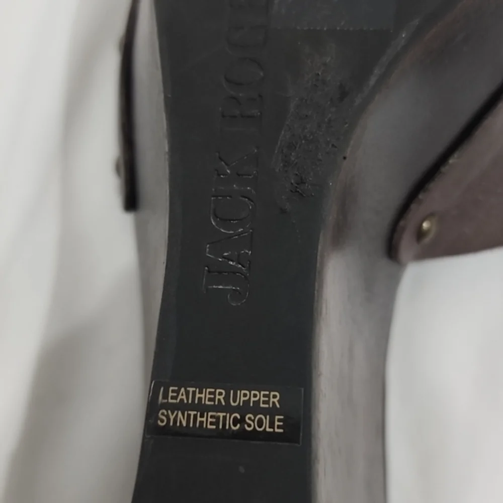 Jack Roger Brown Leather Wood Wedge‎ Sandals Size 9M